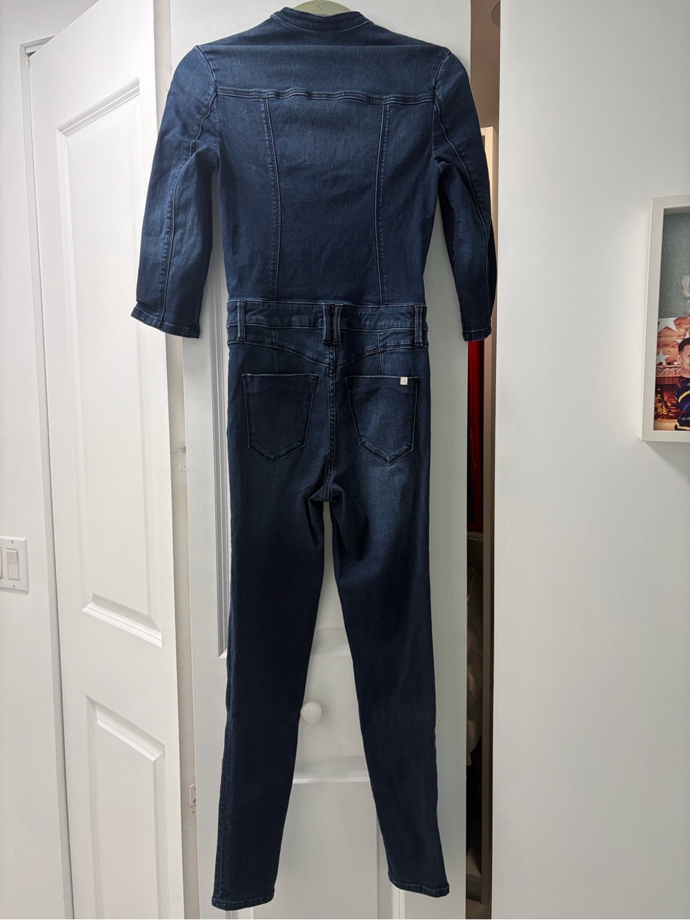 bebe Dark Blue Denim Jumpsuit